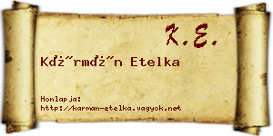 Kármán Etelka névjegykártya