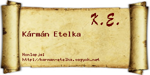 Kármán Etelka névjegykártya